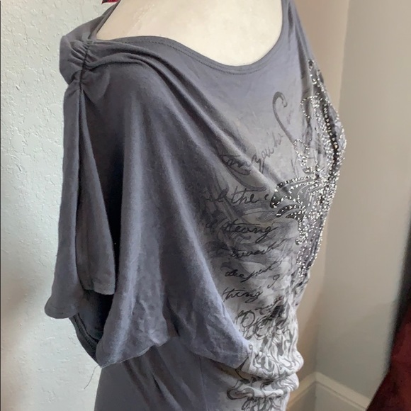 Grey Butterfly Asymmetrical Tunic Dress - Picture 4 of 7
